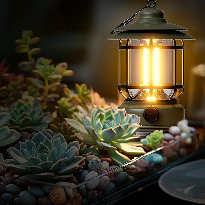 LED Camping Lanterns,1500LM Step-less Dimming, Lightweight Retro Battery Powered USB Rechargeable