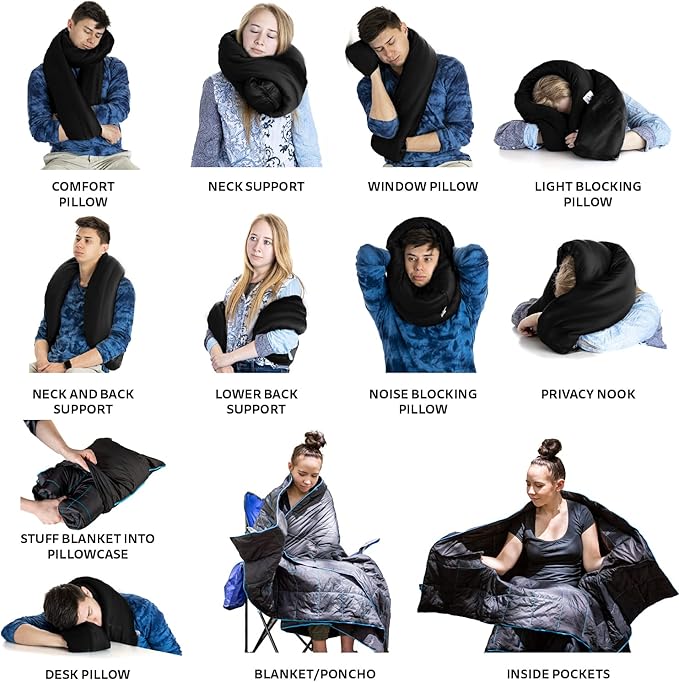 Ripstop Outdoor Camping Pillow and Blanket 3-in-1, Versatile Lightweight Nylon Waterproof Stadium