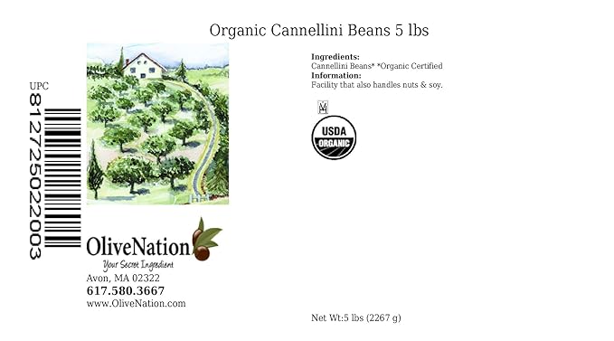 OliveNation Organic White Cannellini Beans, Dry White Kidney Beans, Non-GMO, Gluten Free, Vegan - 5