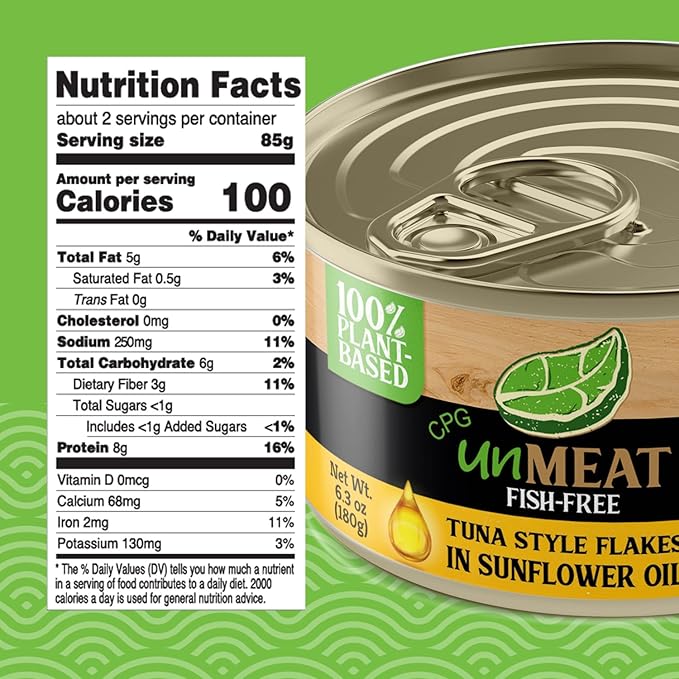 unMEAT Plant Based Tuna Style Flakes | Easy to Prepare Vegan Canned Tuna in Sunflower Oil, 12 pack