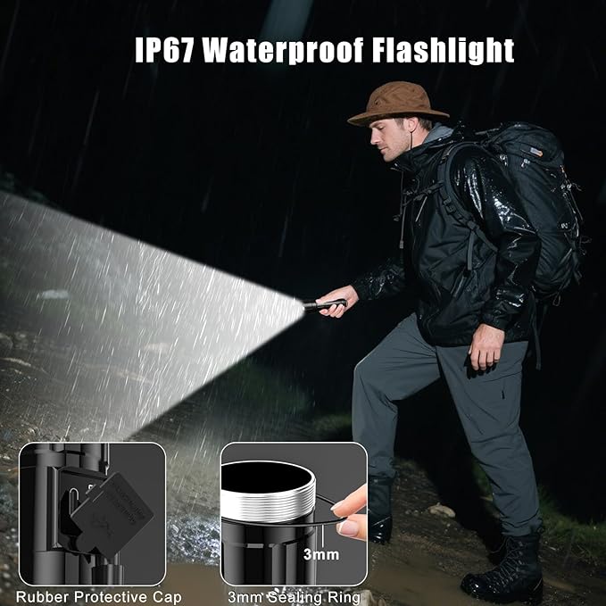 Goreit Flashlight High Lumens Rechargeable, 2000 Lumen Led Flashlights XHP70.2 USB Super Bright