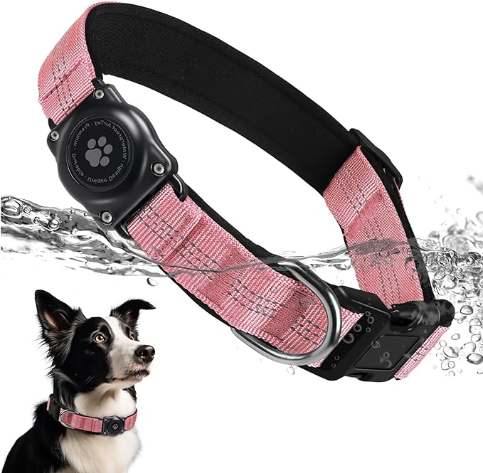 Upgraded AirTag Dog Collar, IP68 Waterproof Air Tag Dog Collar Holder, Reflective, Ultra-Durable