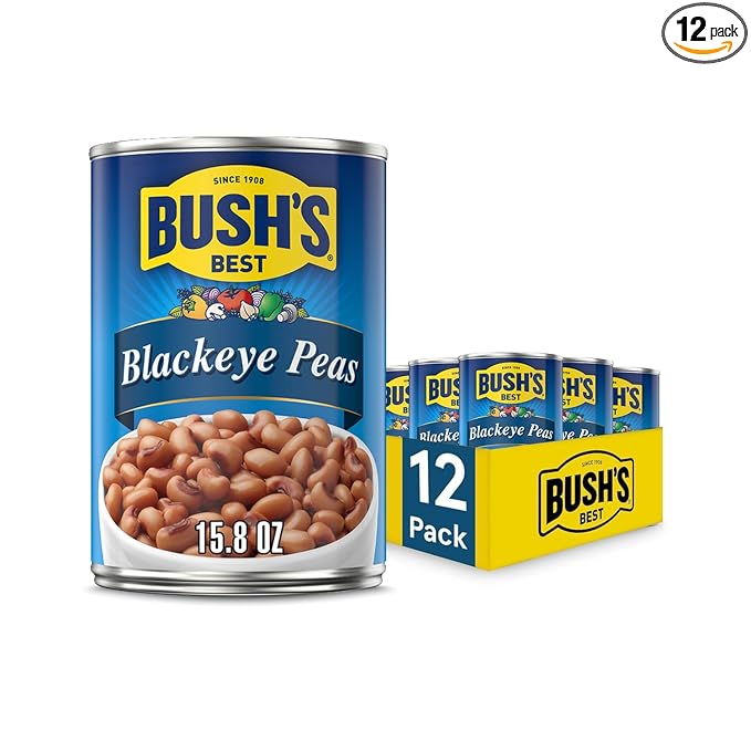 BUSH'S BEST 15.8 oz Canned Blackeye Peas, Source of Plant Based Protein and Fiber, Low Fat, Gluten