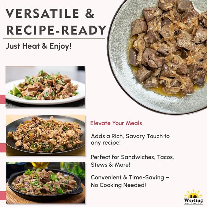 Werling Meat Canned Beef 14.5 Oz ??Fully Cooked, Heat & Eat | Shelf Stable Canned Meat for Pantry