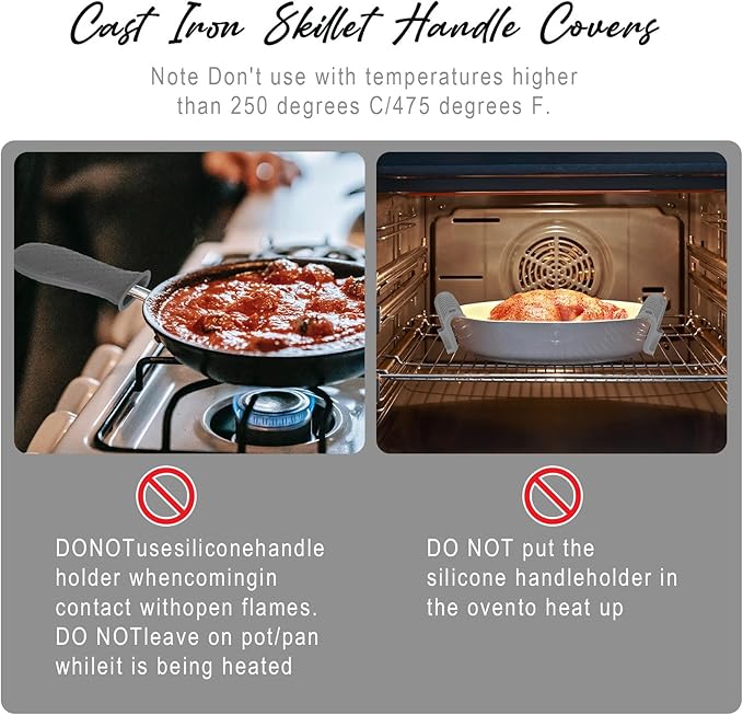 Joyhalo Cast Iron Skillet Handle Cover, 6 Pack Heat Resistant Pot Covers, Silicone Sleeve for Pans