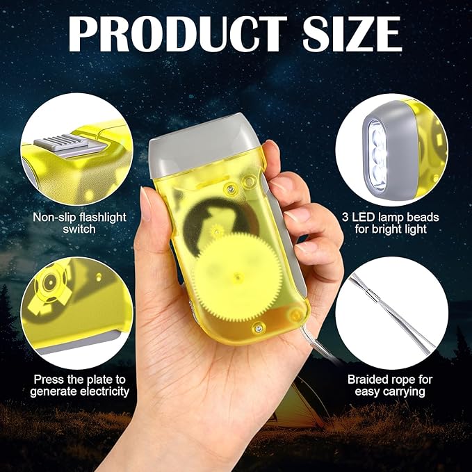 Treela 36 Pcs Hand Crank Flashlights Operation Christmas Bulk Items Squeeze Flashlight No Battery