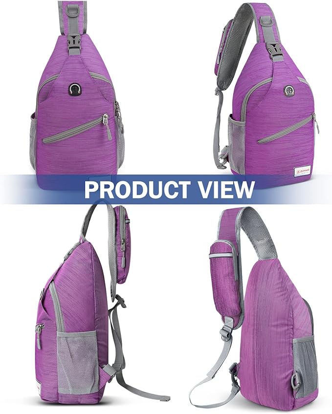 ZOMAKE Sling Bag,Small Crossbody Sling Backpack,Water Resistant Shoulder Daypack for Travel,Anti