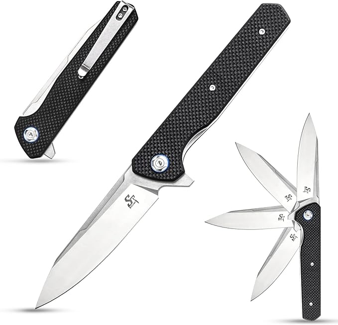 Sitivien ST135 Folding Knife,D2 Steel Blade G10 Handle Outdoor EDC Knife for Hunting Fishing