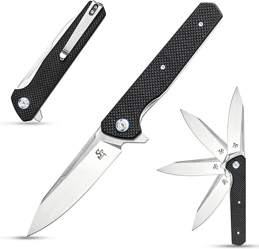 Sitivien ST135 Folding Knife,D2 Steel Blade G10 Handle Outdoor EDC Knife for Hunting Fishing