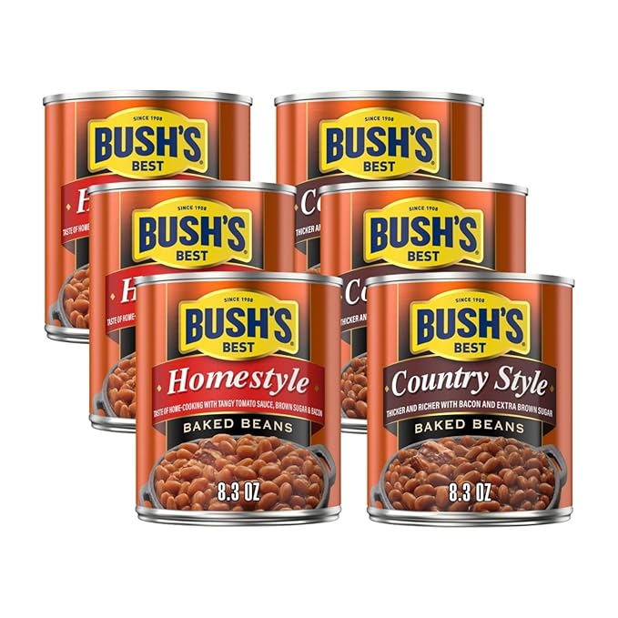 Bush's Best Baked Beans, Homestyle, & Country Style,8.3 Oz Each (Variety Pack)