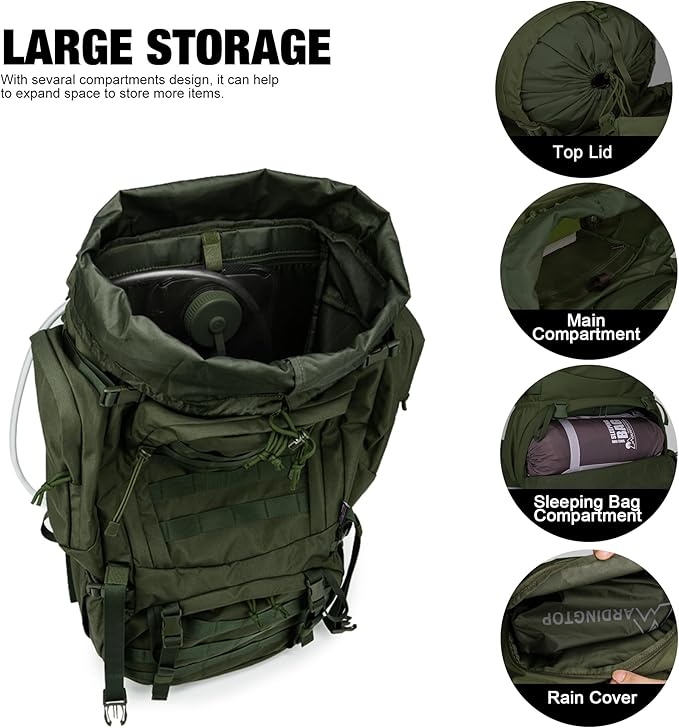 Mardingtop 60L Military Internal Frame Backpack for Hiking,Camping,Hunting,Rucksack Backpack with
