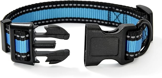 Mile High Life Dog Collar | Nylon Reflective Dog Collars | Light Weight Puppy Collars | Blue Dog