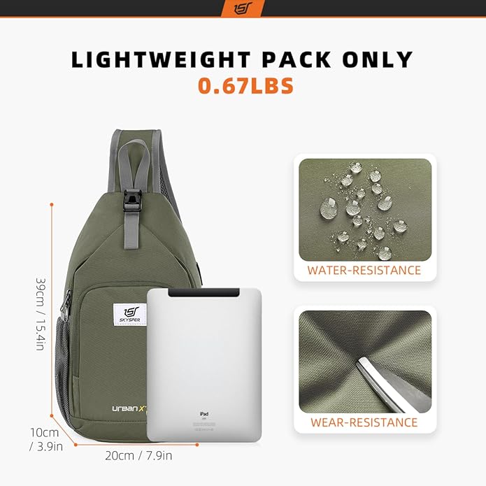 SKYSPER Sling Bag RFID Crossbody Sling Backpack Cross Body Shoulder Bag Travel Hiking Daypack for
