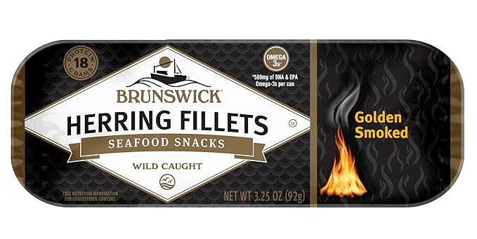 Brunswick Golden Smoked Herring Fillets, 3.25 oz Can - 18g Protein per Serving - Gluten Free, Keto