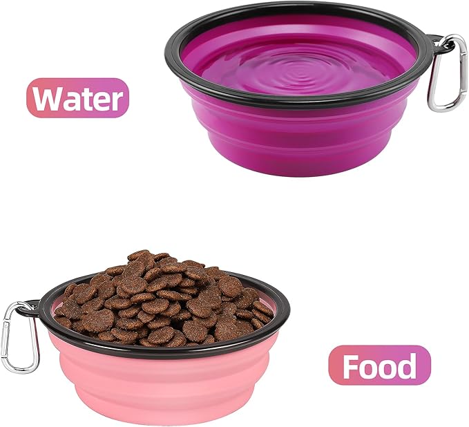 Kytely Large Collapsible Dog Bowls 2 Pack, 34oz Foldable Dog Travel Bowl, Portable Pet Water Food