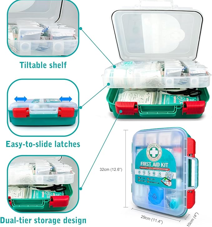 General Medi 420 Pieces Professional First Aid Kit - HardCase First Aid Box - Contains Premium