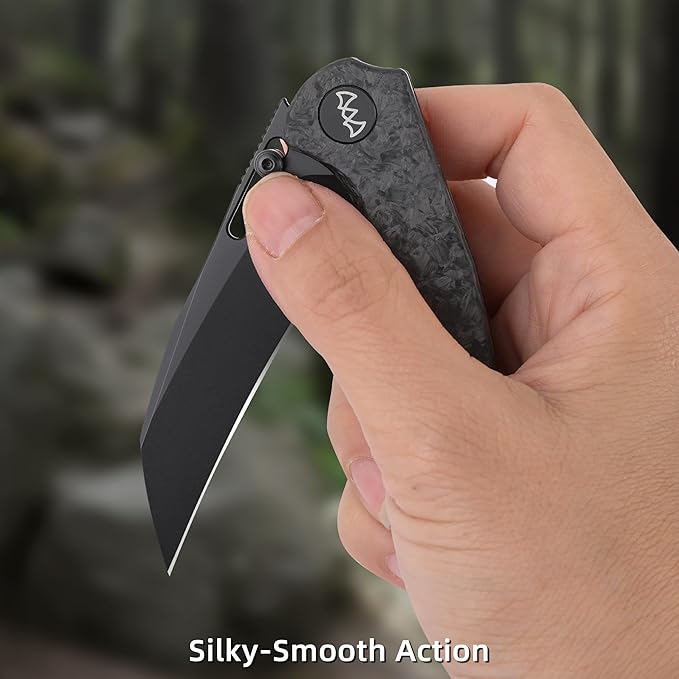 Folding Pocket Knife, 3.1" Stonewash Blade EDC Knife with Safety Liner Lock, Small Pocket Knife
