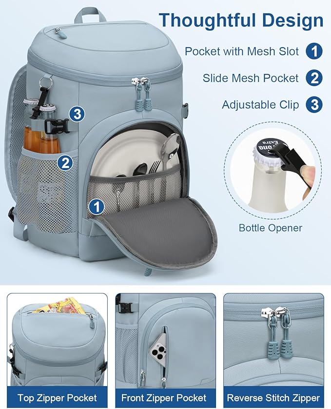 Cooler Backpack Insulated Waterproof,30 Cans Backpack Coolers Leakproof Lunch Backpack for Men