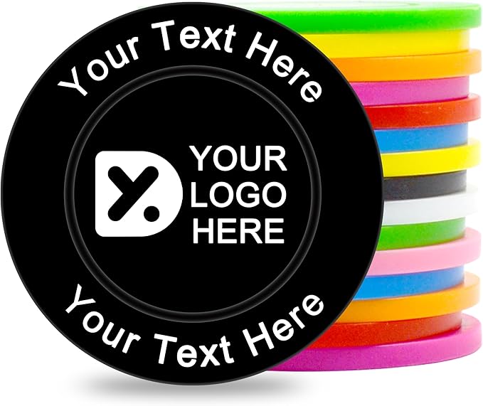 100 Custom Poker Chips, Personalized Full Color Logo Image Text on a Chip for Double Sided Print