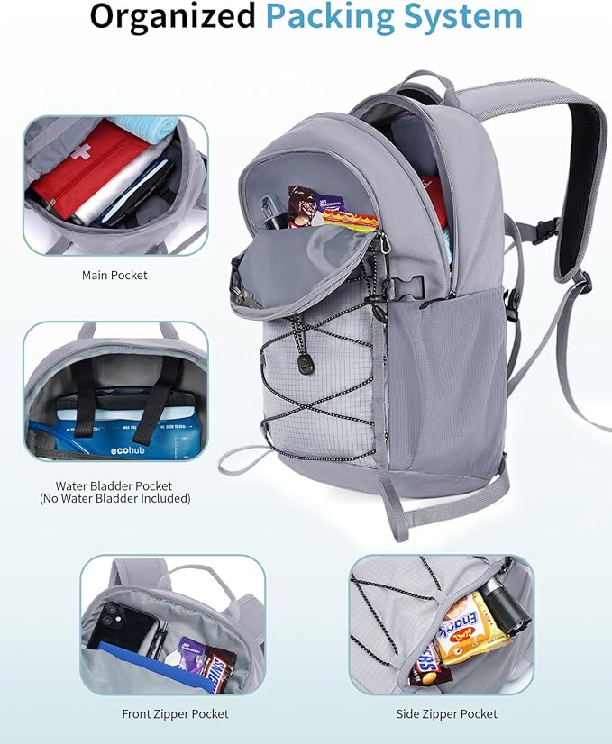 ECOHUB Small Hiking Backpack for Men Women, 20L Lightweight Travel Backpacks Water Resistant