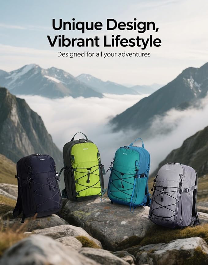 ECOHUB Small Hiking Backpack for Men Women, 20L Lightweight Travel Backpacks Water Resistant