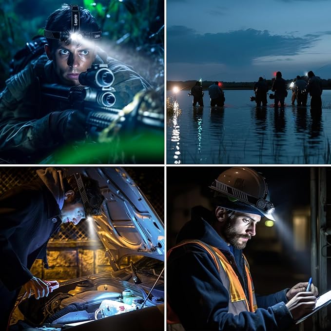 Lepro 1000 Lumen Headlamp Rechargeable - Powerful Detachable Head Lamp with 2200 mAh Battery, Super