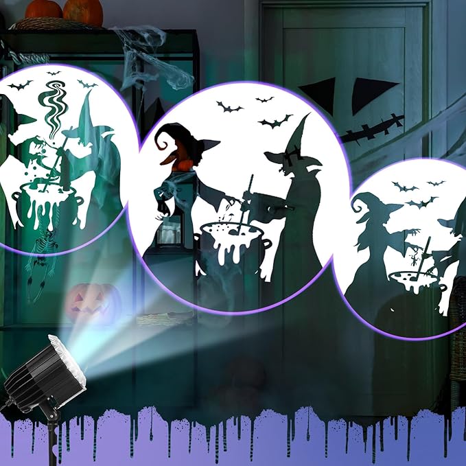 Halloween Projector Light with 1 Film Slides Holiday LED Projector Lights Outdoor Reflectors