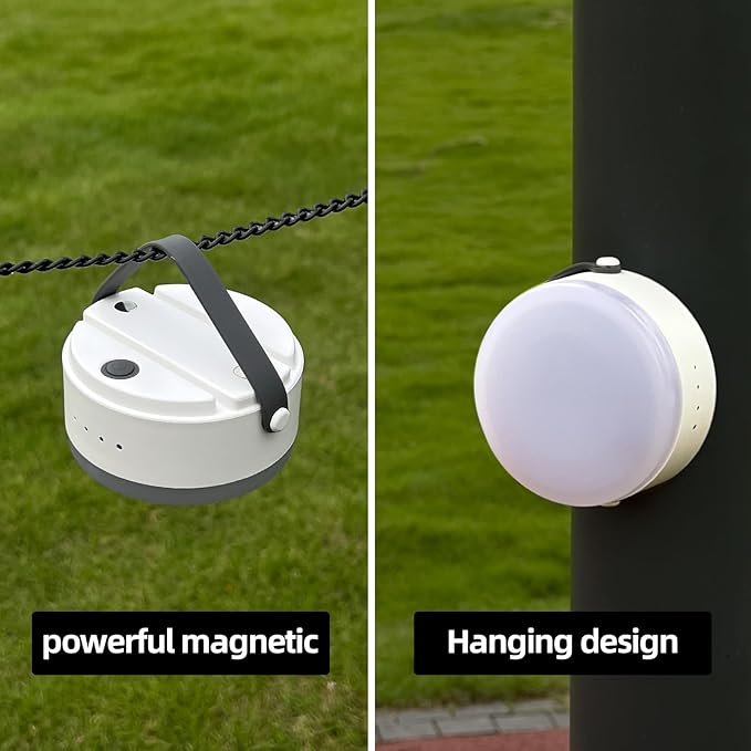 Hanging Camping Tent Light with Stepless Dimming & Magnetic Base, USB-C Rechargeable LED Lantern