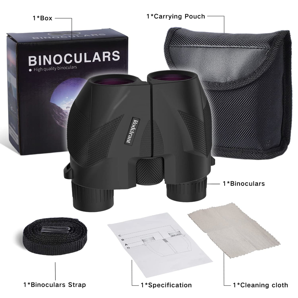 20x25 Compact Binoculars for Adults,High Powered Large Eyepiece Waterproof Binoculars,Easy Focus