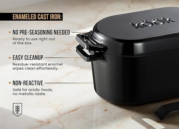 Kook Dutch Oven with Lid, Sourdough Bread Baking Supplies, Banneton Bread Proofing Set, Dual