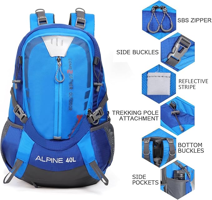Hiking Backpack Camping 40L Outdoor Daypack Lightweight Travel Backpack with Rain Cover for Women