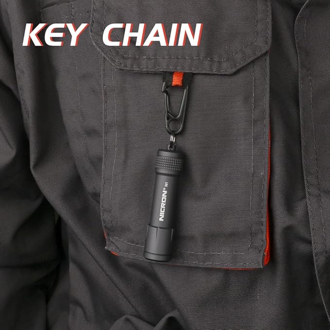 NICRON EDC Keychain Flashlight N1 Mini LED Light with AAA Battery, Portable Mini Light IPX7
