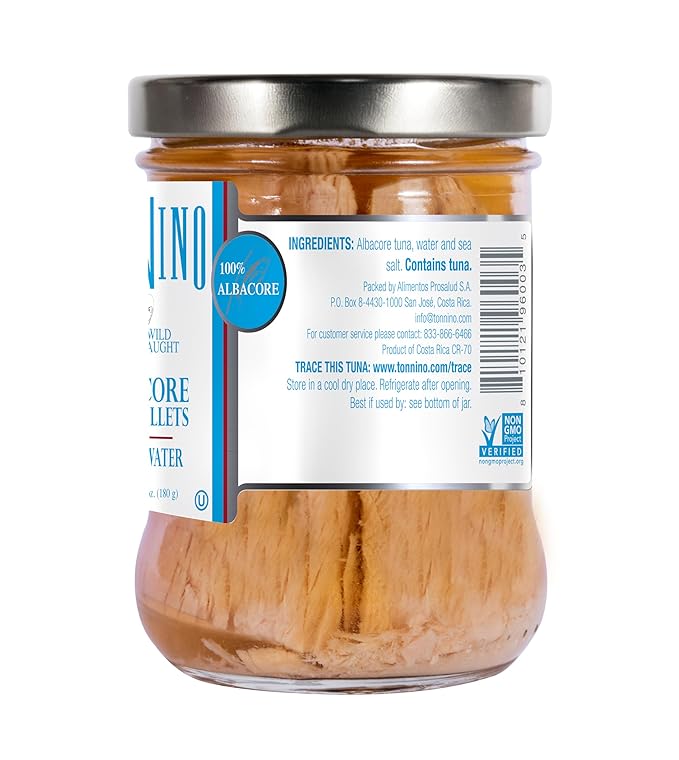 Tonnino Tuna Fish Albacore - Spring Water ??Pack of 6 ??Alternative to Salmon ??Protein Snacks