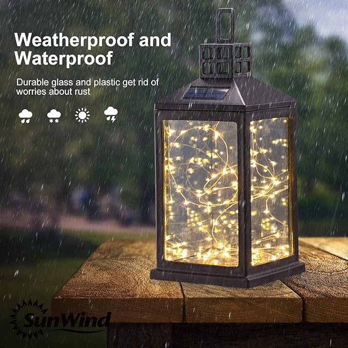 Solar Lantern Lights Outdoor SUNWIND Waterproof Solar Table Lamp Hanging Lighting with 40 Warm