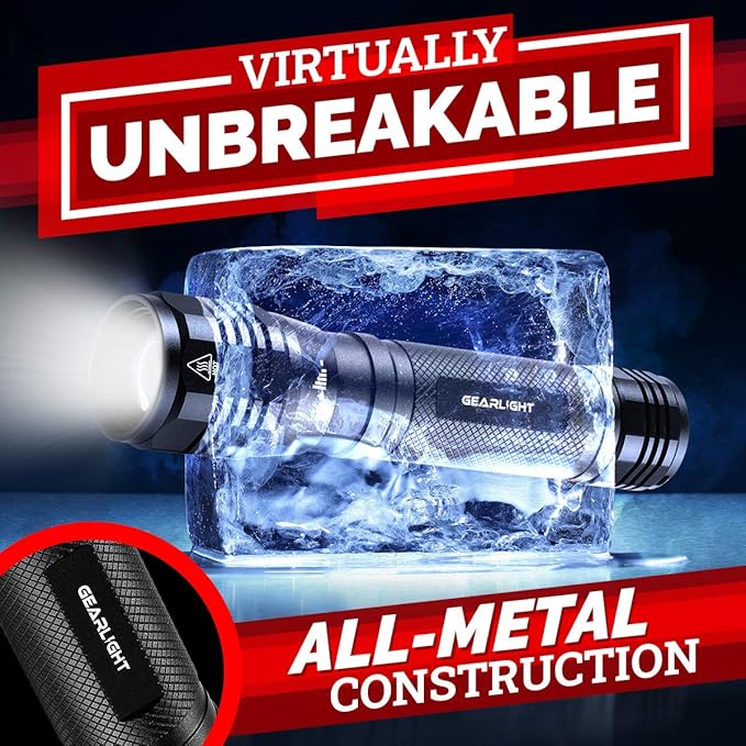 GearLight S2500 LED Flashlight - Extremely Bright, Powerful Tactical Flashlights with High Lumens