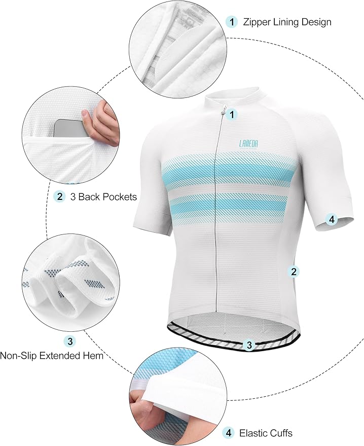 LAMEDA Men's Cycling Jersey Breathable Lightweight Bike Jersey Short Sleeve Quick Dry Moisture