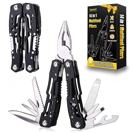 Samest 14 in 1 Multitool Pliers with Safety Lock, Professional Stainless Steel Pocket Knife