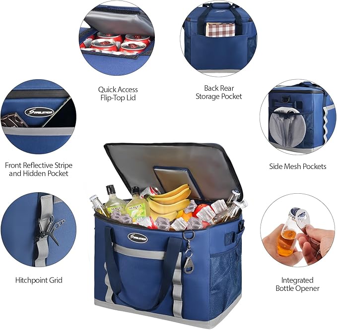 Maelstrom Collapsible Soft Cooler Bag, 24/30/60/75 Cans Beach Cooler, Ice Chest, Leakproof &