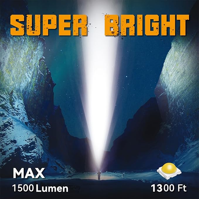 Durapower Rechargeable Spotlight, 1500 Lumens LED Spotlight Flashlight, Waterproof Handheld Spot