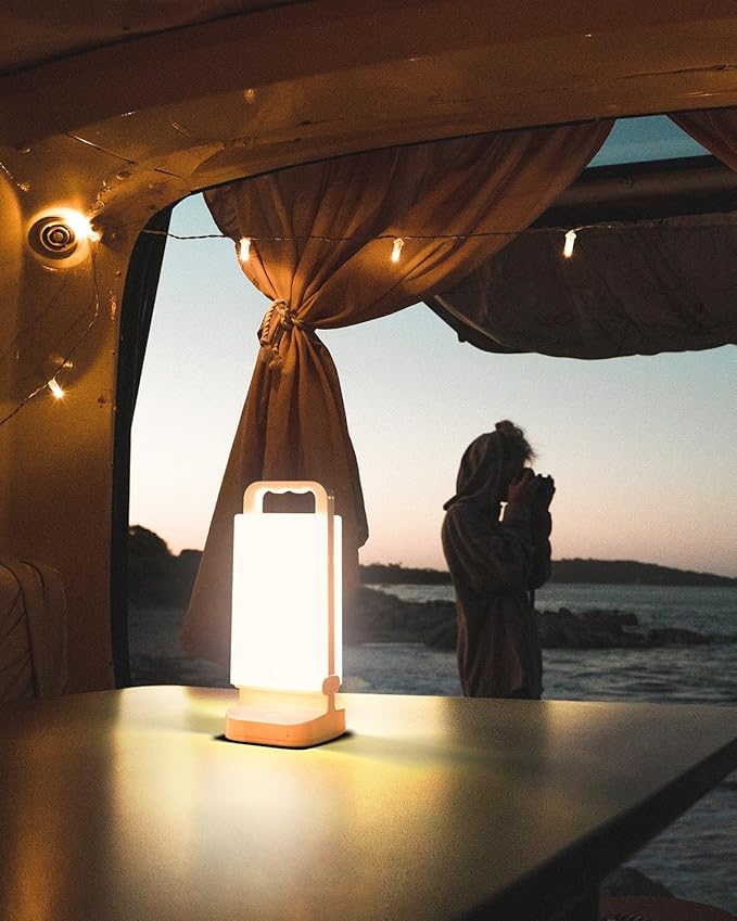 Solar Camping Lantern 6000mAh 2 Pack, USB Rechargeable Camping Light & Power Supply, Dimmable LED