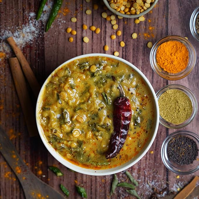 Ashoka All-Natural Entrees 1932, Vegan Spinach and Lentils, Microwave Friendly Meals, Authentic