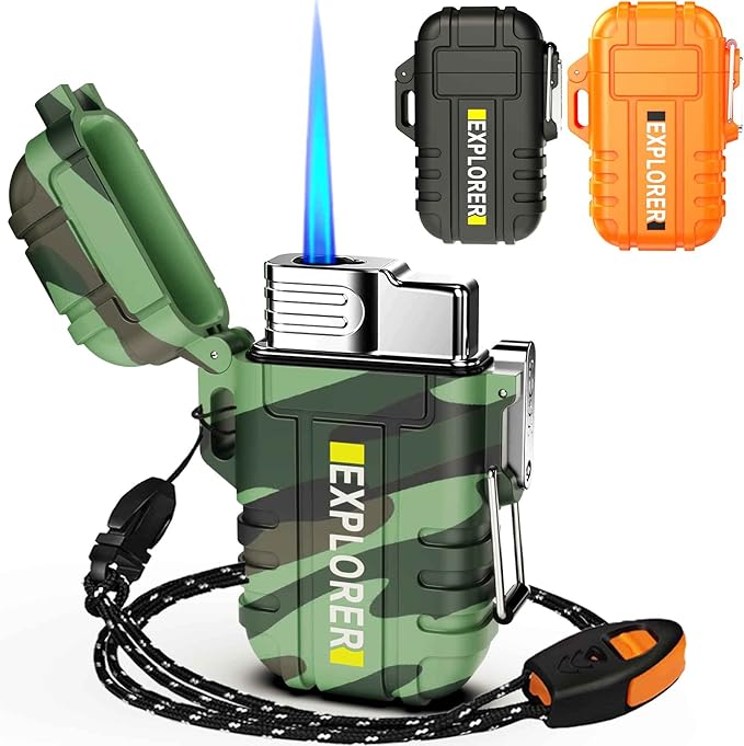 Torch Lighter, Refillable Butane Windproof Outdoor Gas With Adjustable Jet Flame, for Fireplace