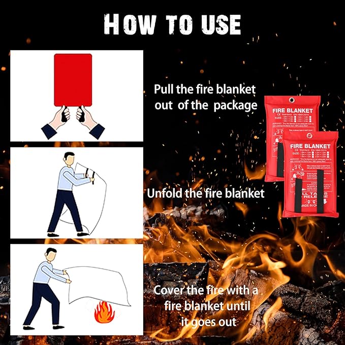 Macarrie 60 Pack 39??x 39??Fire Blanket Emergency for Home and Kitchen Safety Suppression Blanket