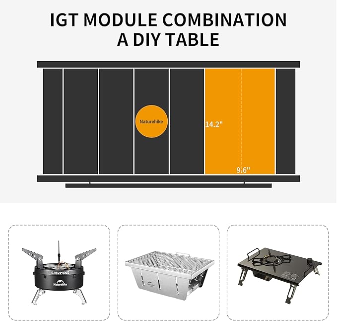 Naturehike Folding IGT Camping Table, Portable Outdoor IGT Cook System, Ultralight Aluminum Camp