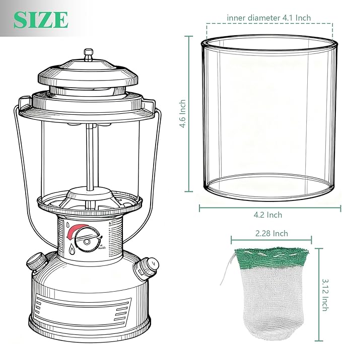 20-Pack String Tie Lantern Mantles with 2 Pcs Lantern Globe Replacement Glass, Glass Globe