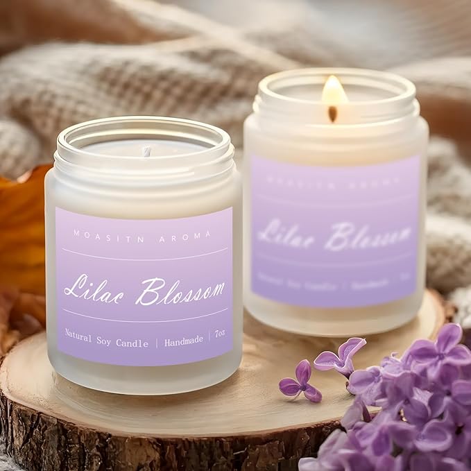 MOASITN Lilac Blossom Spring Soy Candle| Lavender,Lilac,Lemon Scented Candle for Home| Long Burning