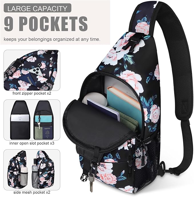 Crossbody Bags for Women Men Trendy Sling Bag Bakpack Casual Chest Bag with Convertible Shoulder