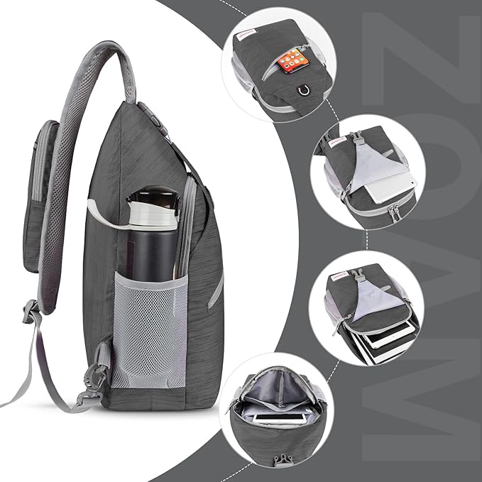 ZOMAKE Sling Bag,Small Crossbody Sling Backpack,Water Resistant Shoulder Daypack for Travel,Anti