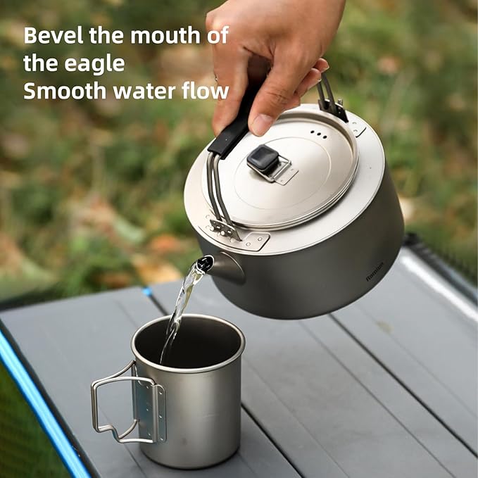 Camping Kettle Titanium Camp Tea Coffee Pot Portable Lightweight Tea Kettle Teapot Fast Heating
