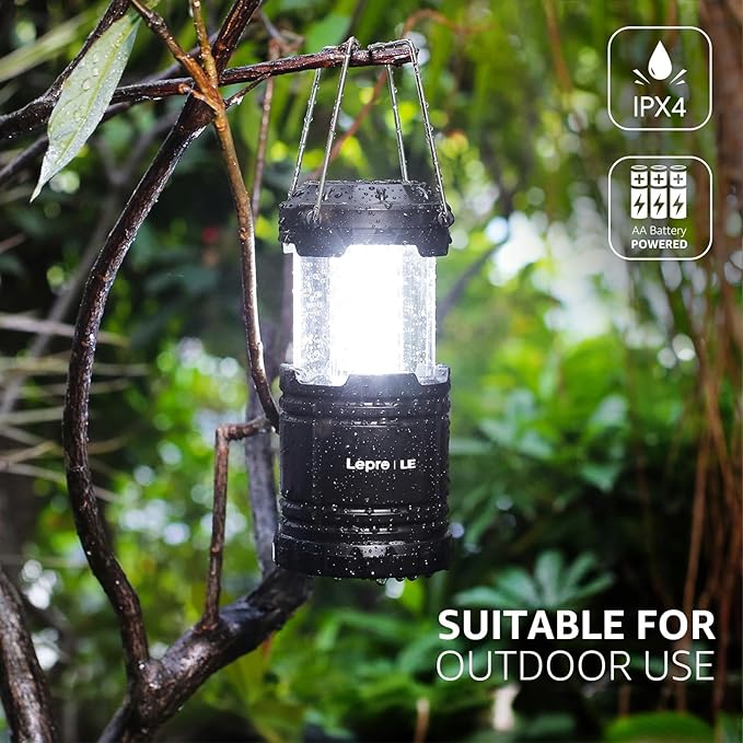 Lepro LED Camping Lanterns Battery Powered, Collapsible, IPX4 Water Resistant, Outdoor Portable